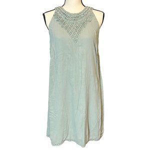Alya Francesca's Women's Medium Sage Green Crochet Yoke Flowy Dress